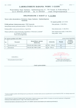 Sprawozdanie z badań nr k/12/2016 wykonane przez