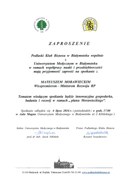 Ministrem Rozwoju RP - Podlaski Klub Biznesu
