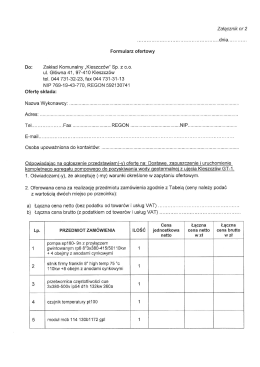 Page 1 Załącznik nr 2 dnia............ Formularz ofertowy Do: Zakład