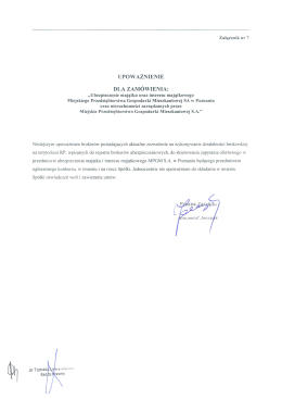 Page 1 Załącznik nr 7 UPOWAŻNIENIE DLA ZAMÓWIENIA