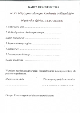 karta uczestnictwa