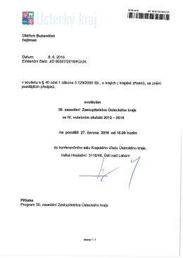 Oznámení o konání 30.ZÚK dne 27. 6. 2016