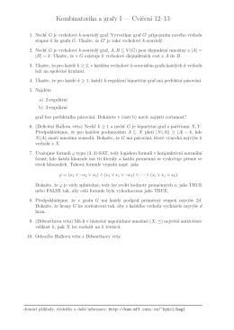 Kombinatorika a grafy I — Cvicen´ı 12–13