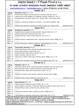 Jídelní lístek na týden 18.7.