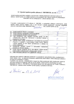 Výroční zpráva dle zákona č. 106/1999 Sb. za rok 2015