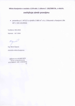 Záměr pronájmu pozemku v k. ú. Chloumek p. č. 1471 / 2