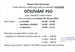 Page 1 Obecní úřad informuje: Podle zákona o veterinární péči se