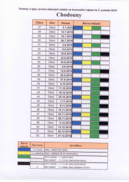 termíny vývozu sběrných nádob na 2. pololetí 2016