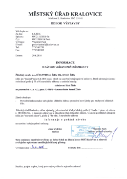 Informace o n&aacute;vrhu veřejnopr&aacute;vn&iacute; smlouvy