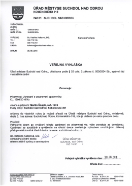 Veřejná vyhláška - usnesení o ustanovení opat