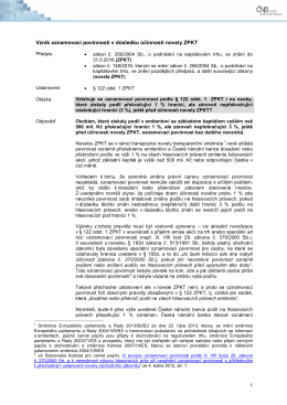 Vznik oznamovací povinnosti v důsledku účinnosti novely ZPKT (pdf
