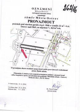 Záměr města Ostrov pronajmout pozemek pod stavbou garáže st.p.č
