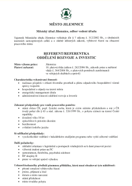 Výběrové řízení referent/referentka oddělení