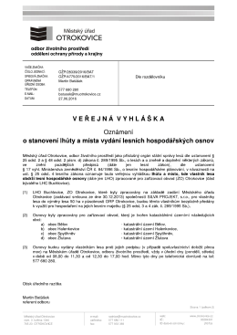 VV-Oznámení o stanovení lhůty a místa vydání lesních hosp.osnov