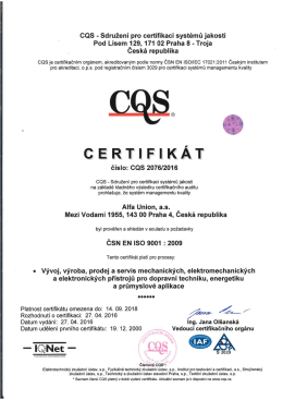 Page 1 CQS - Sdružení pro certifikaci systémů jakosti Pod Lisem