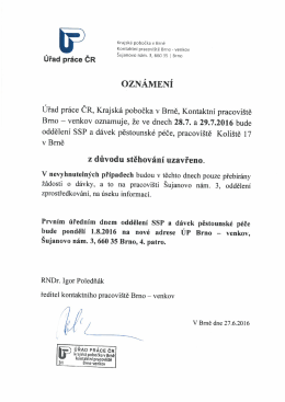Oznámení Úřadu práce ČR