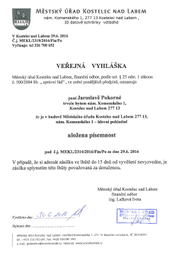 Veřejná vyhláška, uložení písemnosti