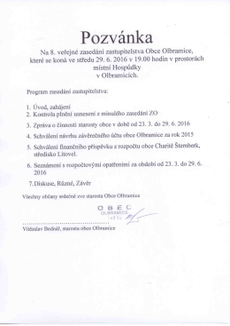Pozvánka na 8. veřejné zasedání