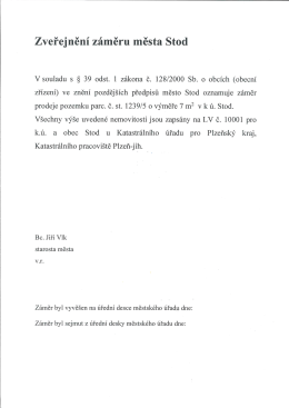 Page 1 Zveřejnění záměru města Stod V souladu s § 39 odst. 1