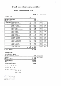 Rozpočet 2014 - Mikroregion Černé Lesy