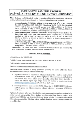 Zveřejnění záměru prodeje bytové jednotky