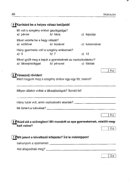 Page 1 66 . - IRODALOM (4(Karikázd be a helyes válasz betűjelét