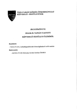 Page 1 TISZATARJÁN KözsĖG ÖNKORMÁNYZAT KÉPVISELŐ