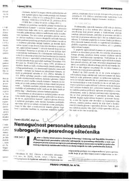 Nemogućnost personalne zakonske subrogacije na posrednog