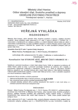 Kanalizační řád STOKOVÉ SÍTĚ, MÍSTNÍ ČÁSTI