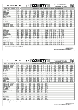 Letní jízdní řád – linka č. 17