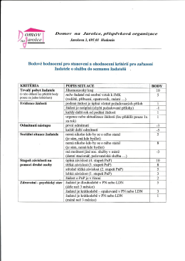 Bodov&eacute; hodnocen&iacute; - Domov na Jaro&scaron;ce, př&iacute;spěvkov&aacute; organizace