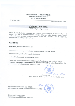 veřejn&aacute; vyhl&aacute;&scaron;ka 7.7.2016