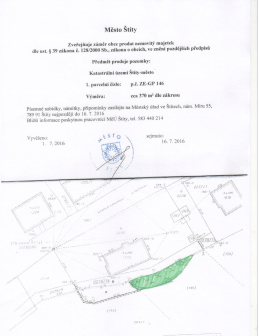 Z&aacute;měr obce prodat nemovit&yacute; majetek p.č. ZE-GP 146