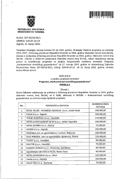 Mjera A1 - Ministarstvo turizma