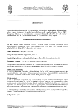 Page 1 **** ORSZÁGOS KÖRNYEZETVÉDELMI ÉS H