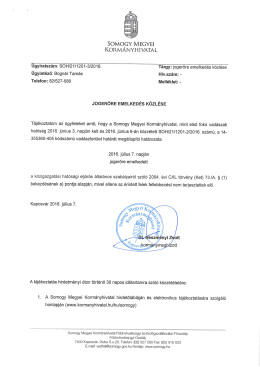 Page 1 UIŃ SOMOGY MEGYEI KORM&Aacute;NYHIVATAL &Uuml;gyiratsz&aacute;m