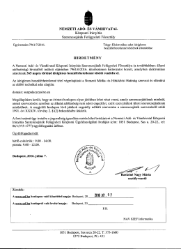 Page 1 NEMZETI ADÓ- ÉS VÁMHIVATAL Központi Irányítás