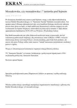 Mossakowska, czy mossadowska ( ? )ustawka pod Sejmem