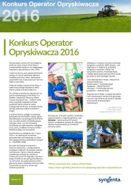 Konkurs Operator Opryskiwacza 2016