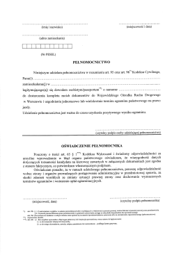 Pełnomocnictwo do zapisu na egzamin