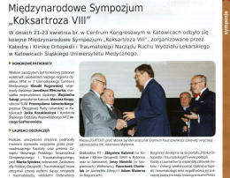 Page 1 Międzynarodowe Sympozjum „KoksartrOZa VIII" W dniach