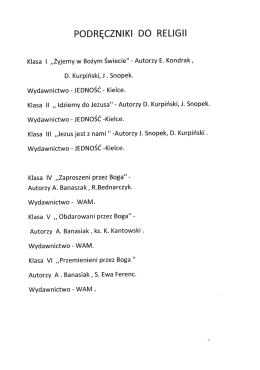 Page 1 PODRĘCZNIKI DO RELIGII Klasa I „Žyjemy w Bożym
