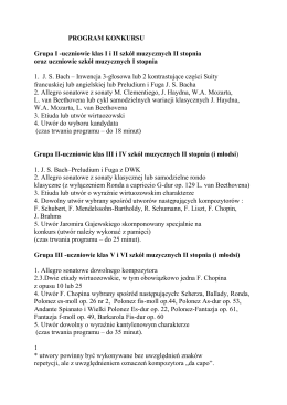 PROGRAM KONKURSU Grupa I -uczniowie klas I i II szkół