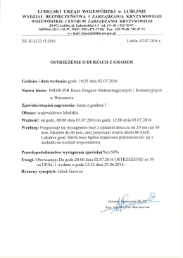 Ostrzeżenie o burzach z gradem dokument pdf - Gmina Ulan