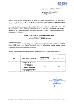 Informacja o wyborze oferty najkorzystniejszej