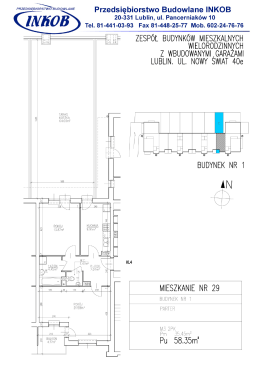 Rzut mieszkania 29 Inwestycja Lublin ul. Nowy Świat