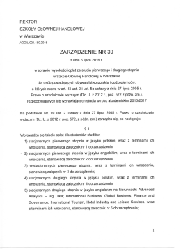 Zarządzenie nr 39 z dnia 5 lipca 2016 r.