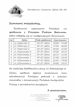 Spotkania z Prezesem &ndash; Harmonogram