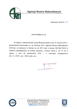 Informacja ARM o przeznaczeniu wyniku finansowego