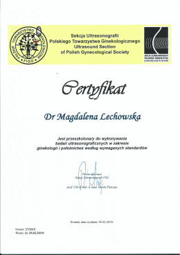 Page 1 Sekcja Ultrasonografii of Polish Gynecological Society
